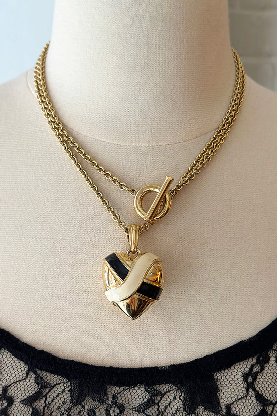 Rare Vintage 80s Givenchy Heart Toggle Chain Necklace