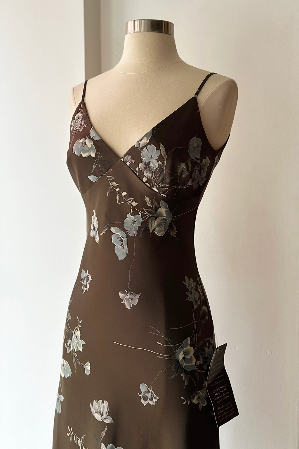 Vintage 90s Deadstock Victoria's Secret Olive Satin Backless Floral Slip Dress