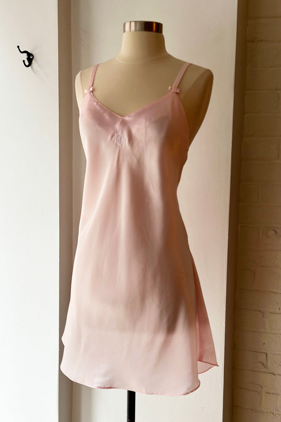Vintage Christian Dior Pink Satin Bow Slip Dress