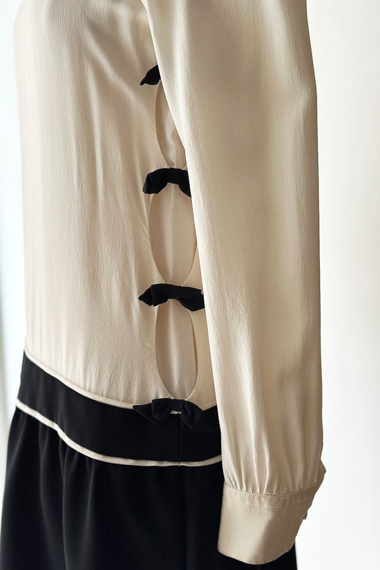 Vintage Moschino Silk Bow Drop Waist Mini Dress
