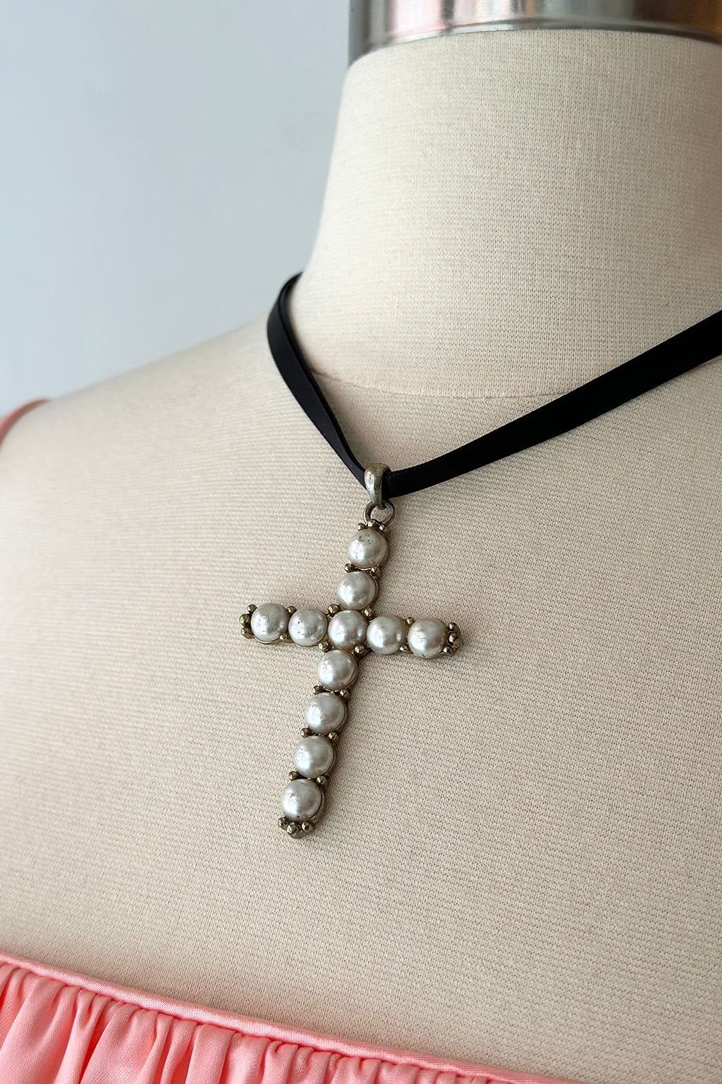 Vintage Pearl Cross Pendant