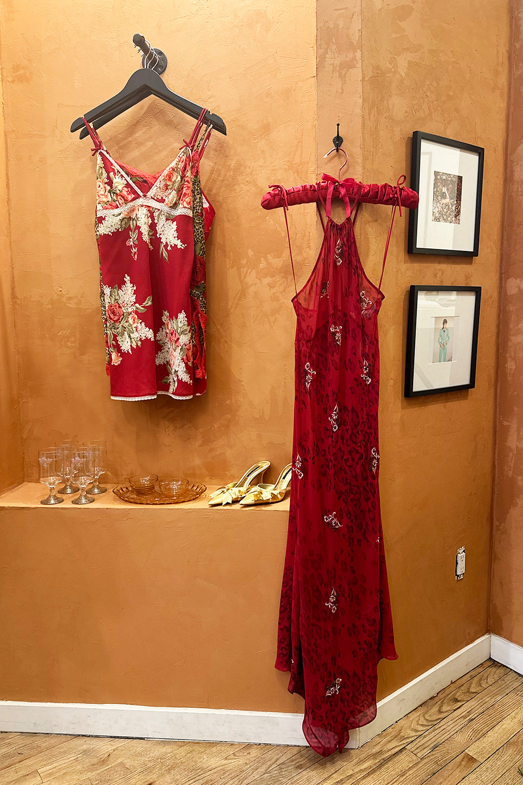 Vintage Oscar de la Renta Rouge Floral Slip Dress