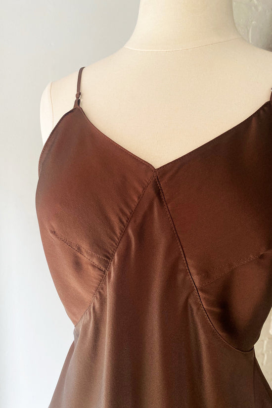 Load image into Gallery viewer, Maiden Name Stella Silk Charmeuse Camisole Chocolate
