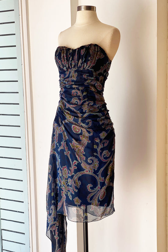 Rare Vintage Shawn Ray Fons Baroque Cascading Silk Dress