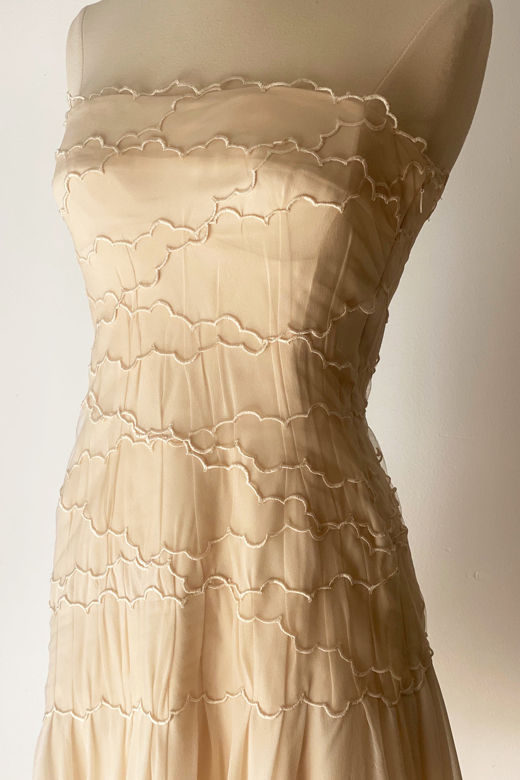 Rare Vintage Shawn Ray Fons Cloud Silk Bustier Dress