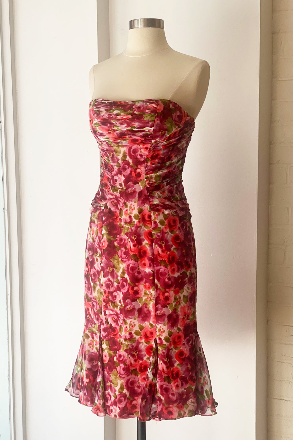 Rare Vintage Shawn Ray Fons Silk Floral Bustier Dress