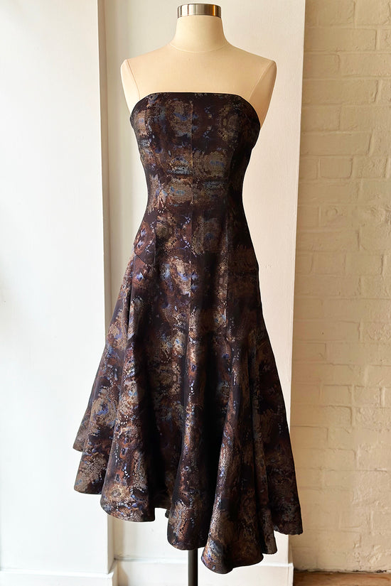 Load image into Gallery viewer, Rare Vintage Shawn Ray Fons Silk Jacquard Strapless Dress
