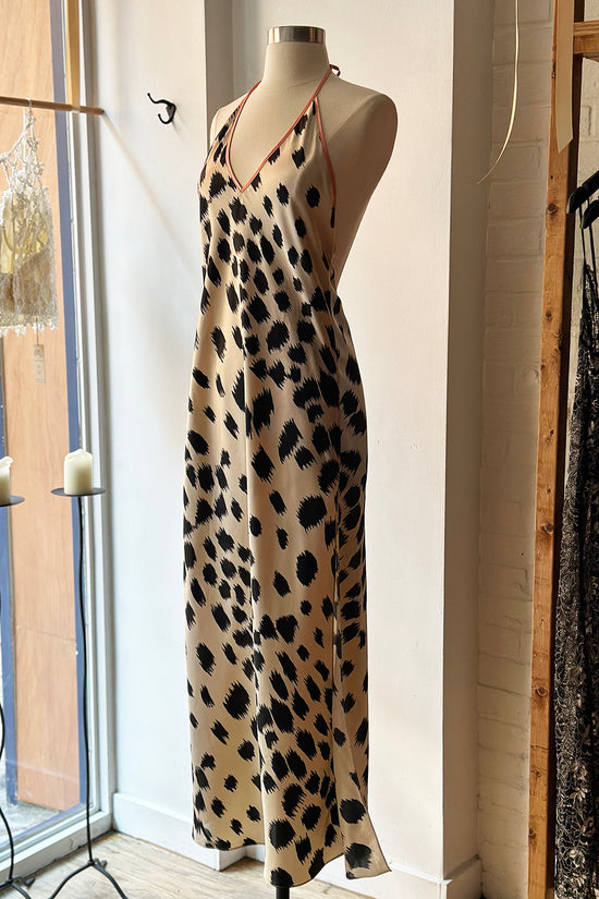 Vintage 1999 Victoria's Secret Leopard Satin Halter Dress