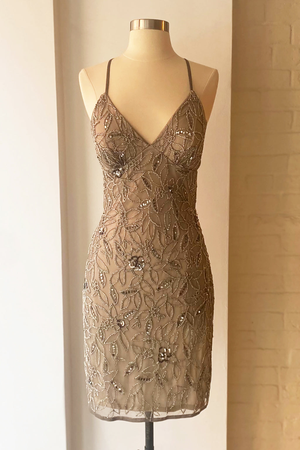 Load image into Gallery viewer, Vintage 90s Backless Beaded Mini Dress
