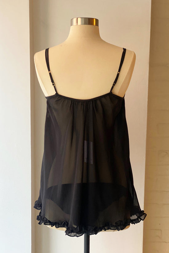 Load image into Gallery viewer, Vintage 90s Black Rosette Babydoll Mini Dress &amp;amp; Panty Set
