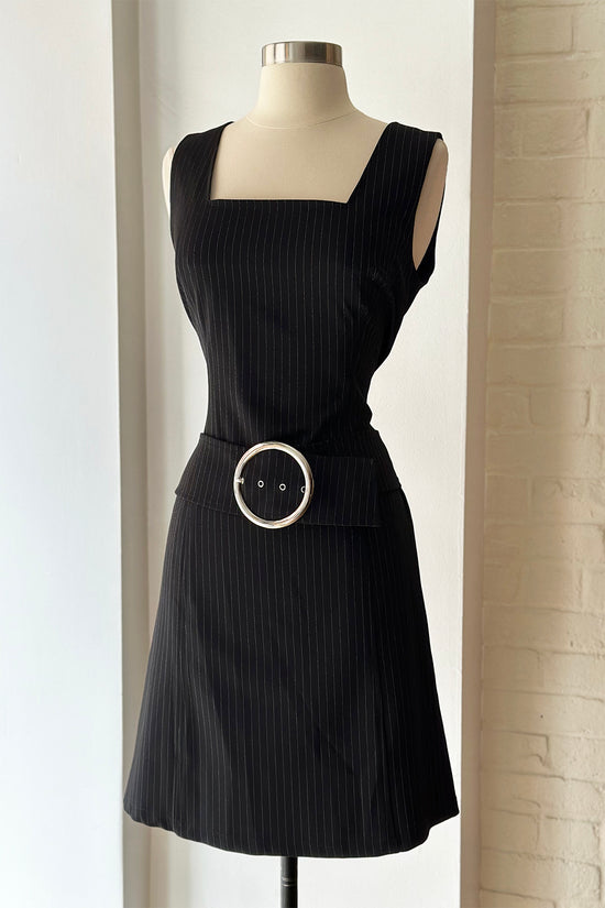 Vintage 90s Pinstripe Belted Dress