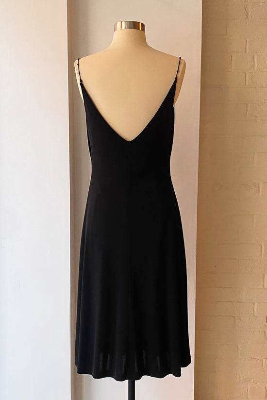 Vintage 90s Ralph Lauren Black Beaded Strap Slip Dress