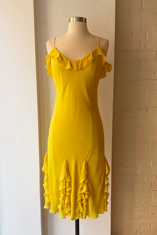 Vintage Deadstock Ralph Lauren Limoncello Silk Ruffle Dress