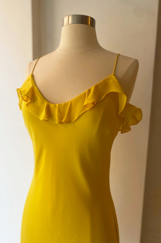 Vintage Deadstock Ralph Lauren Limoncello Silk Ruffle Dress