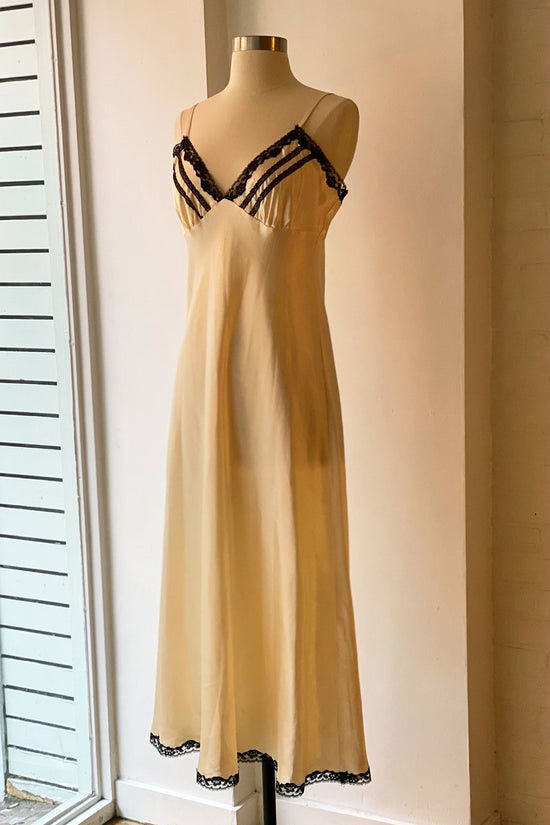 Vintage Oscar de la Renta Champagne Lace Slip Dress