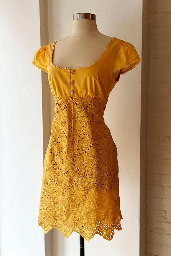 Vintage Y2K Daffodil Eyelet Babydoll Dress