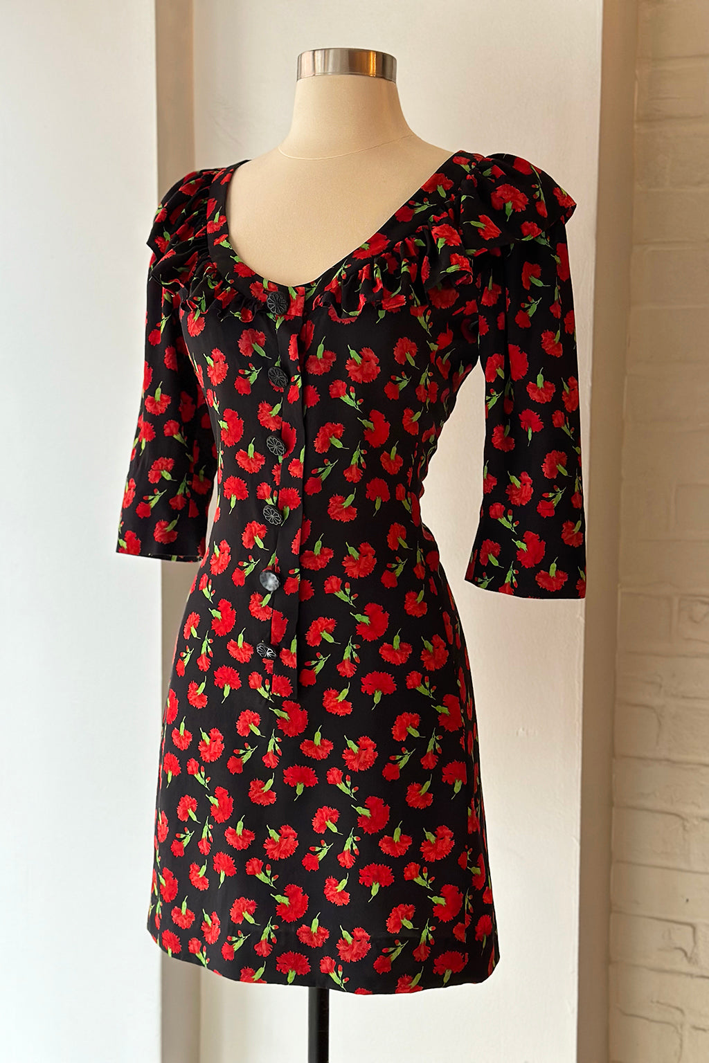 Vintage F/W 1994 Yves Saint Laurent Carnation Print Dress