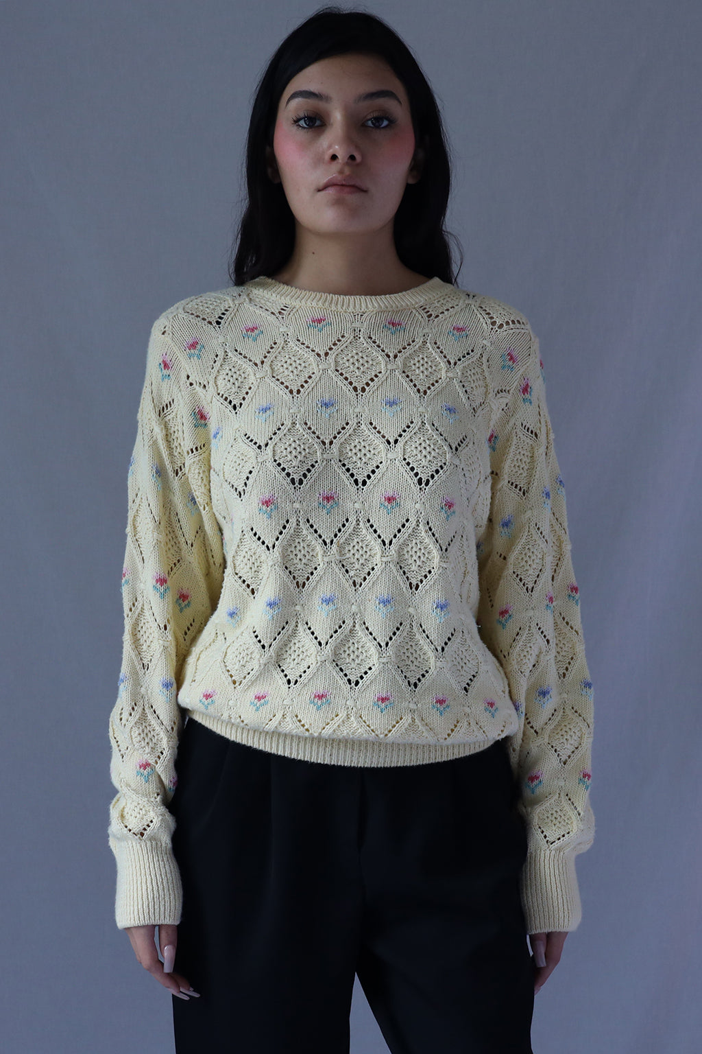 Vintage Laura Ashley Floral Knit Sweater