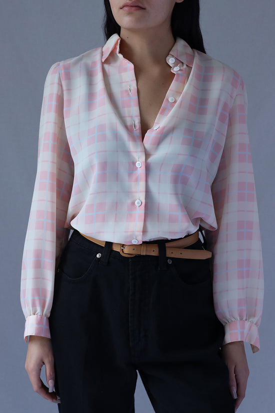 Load image into Gallery viewer, Vintage Pink Plaid Blouse
