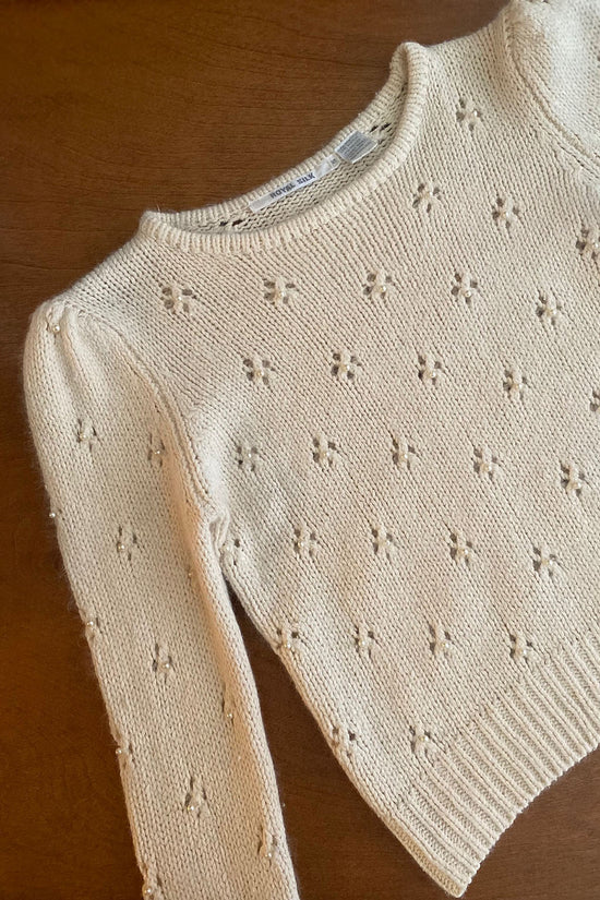 Load image into Gallery viewer, Vintage Silk &amp;amp; Angora Knit Sweater w/ Pearls
