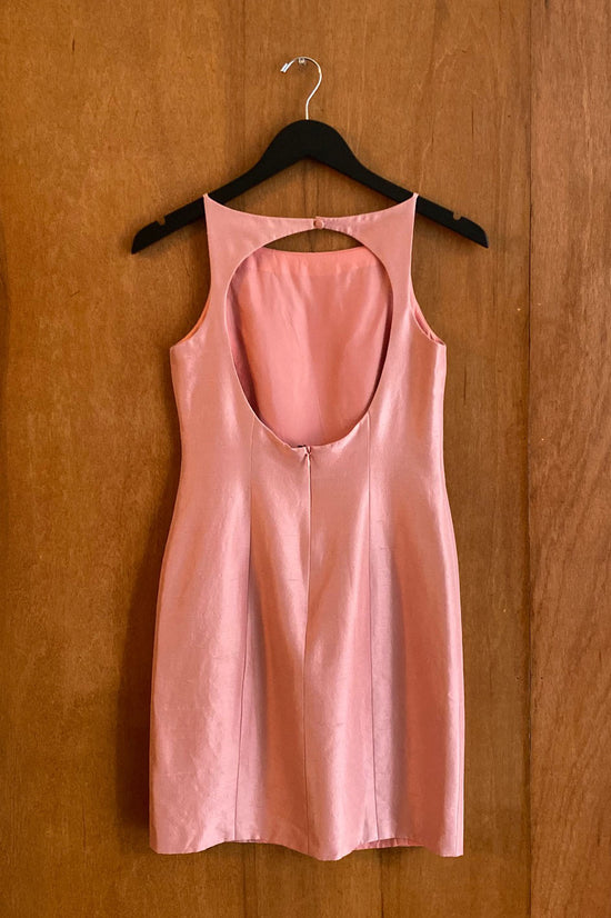 Load image into Gallery viewer, Vintage Dupioni Silk Cutout Back Mini Dress
