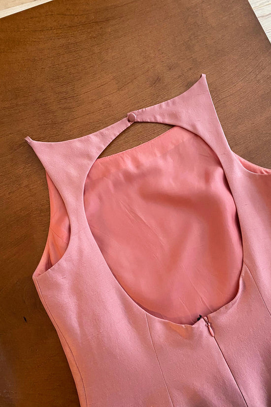 Load image into Gallery viewer, Vintage Dupioni Silk Cutout Back Mini Dress
