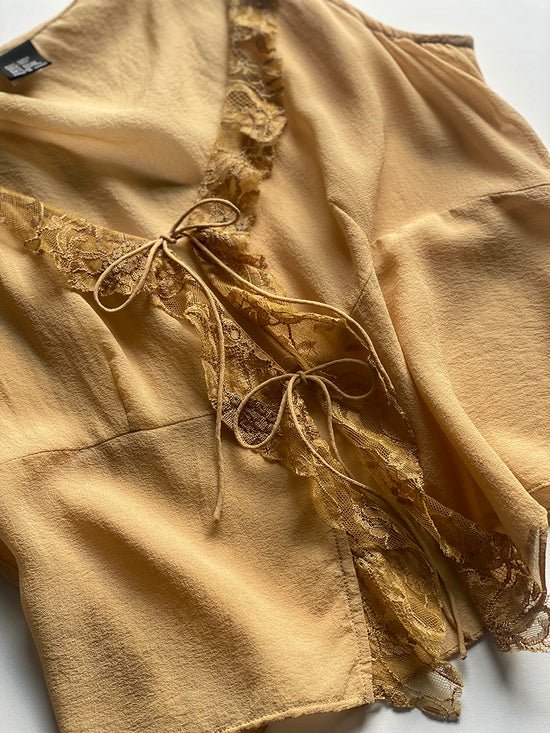 Vintage Silk Tie Front Camisole