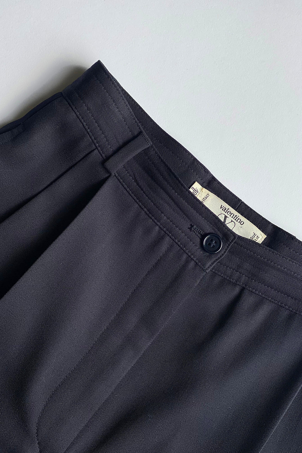 Vintage Valentino High Waisted Navy Wool Trousers