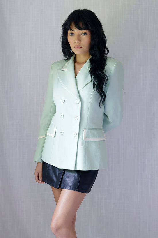 Vintage French Double Breasted Blazer Pistachio