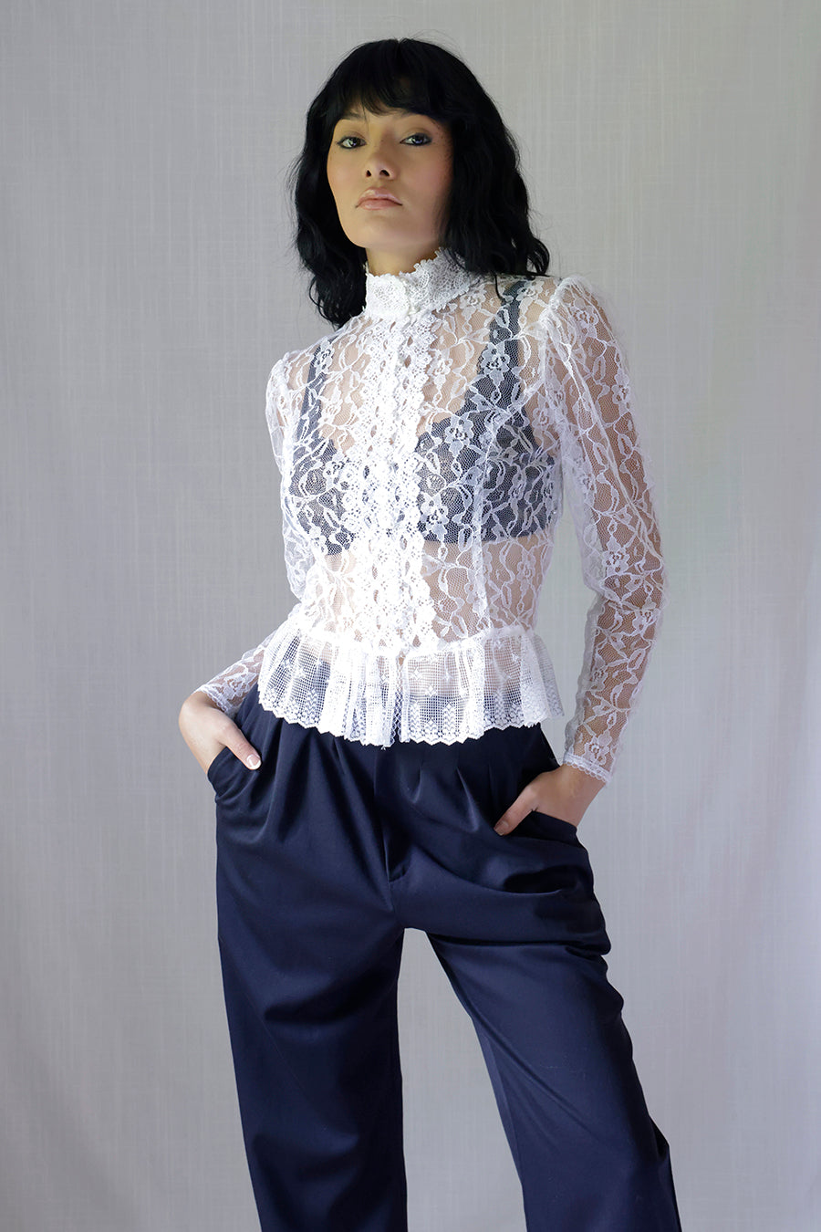 Load image into Gallery viewer, Vintage Gunne Sax Sheer Lace Prairie Blouse
