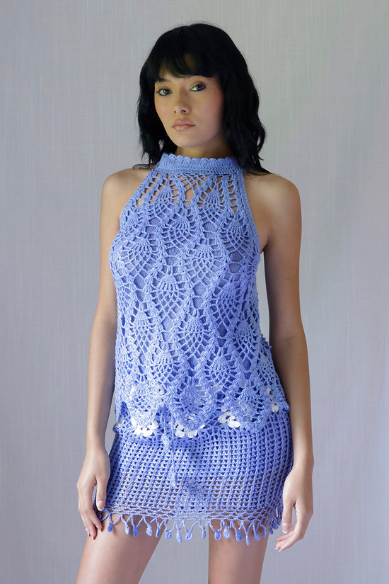 Load image into Gallery viewer, Vintage Crochet Mini Skirt &amp;amp; Top Set
