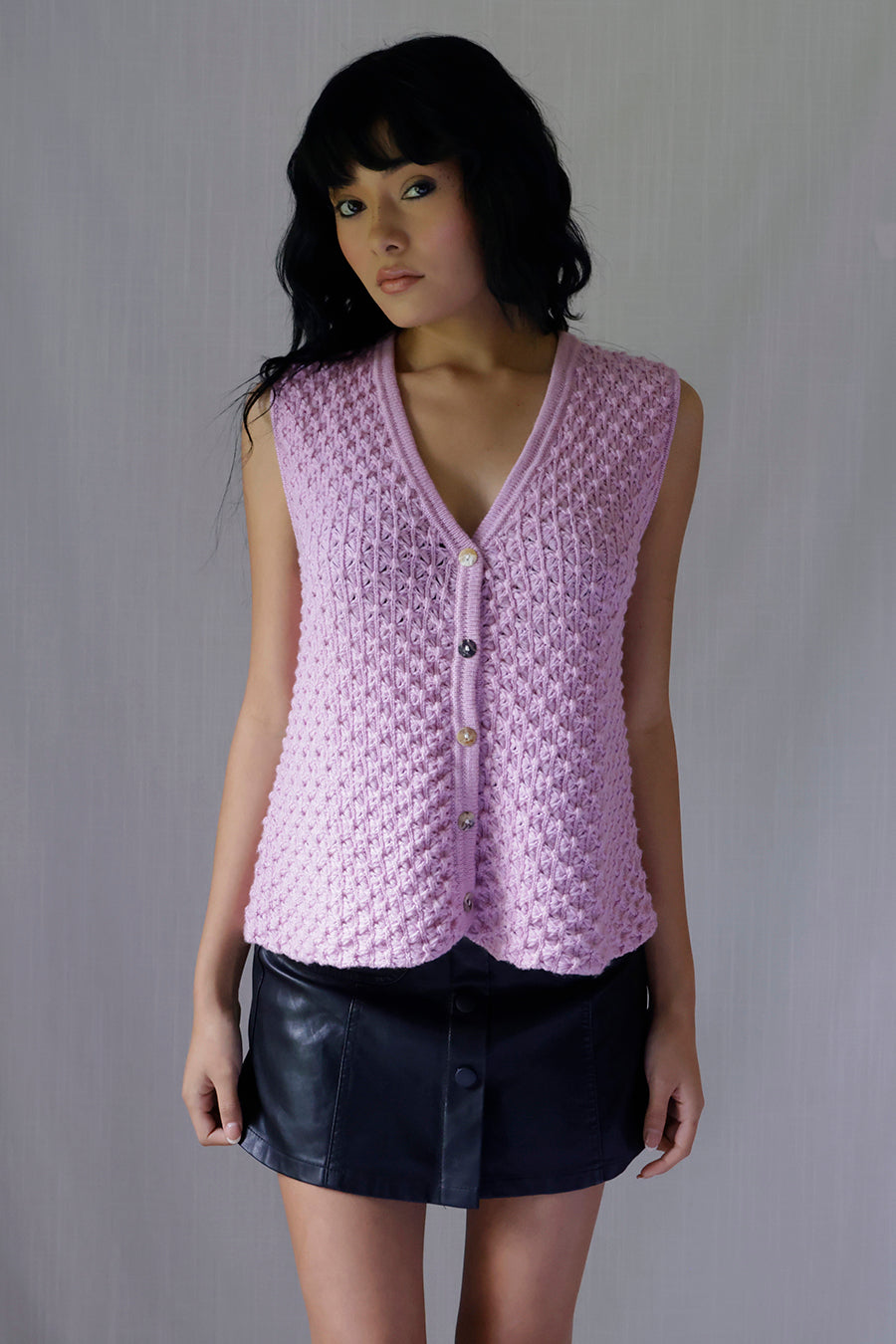 Vintage Yves Saint Laurent Lilac Merino Wool Knit Vest